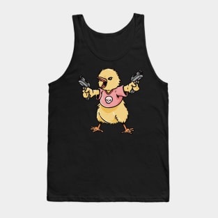 Armed and Adorable: Cute Bird Chick with Dual Guns Tank Top